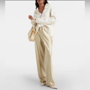 Vince High Rise Satin Pants in cream, size L, NWOT